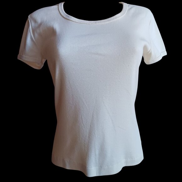 Vintage Women's T-shirt Large Single Stitch Plain White Crewneck Wrangler 80's - Picture 3 of 7